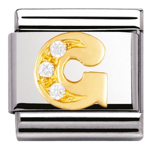 Maillon Nomination classic Lettre G en Or et pierres
