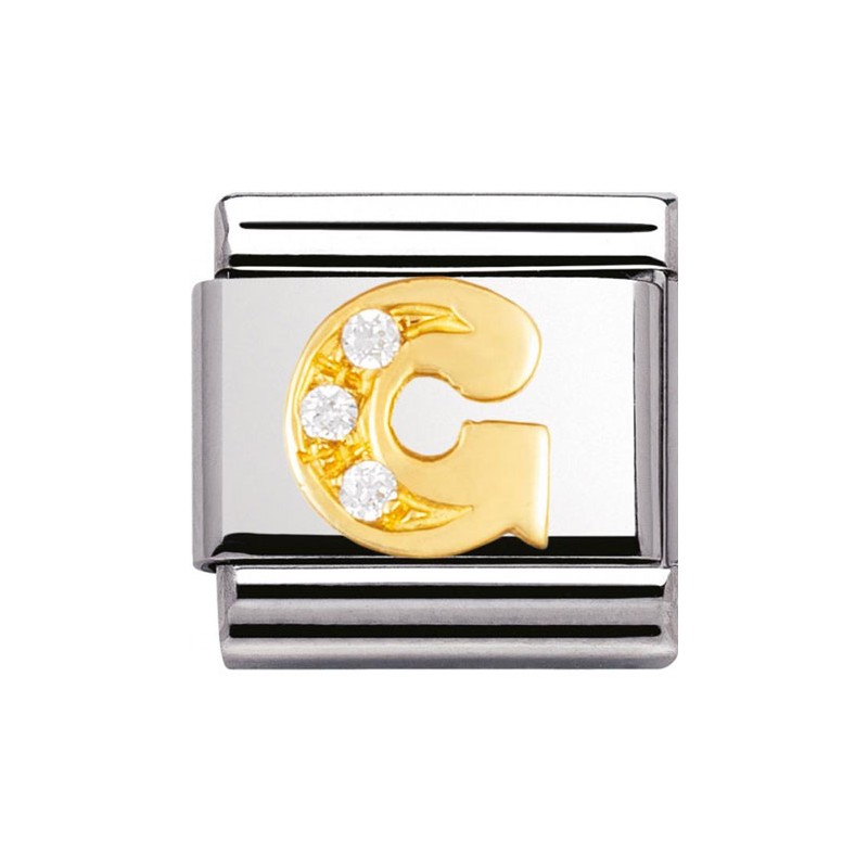 Maillon Nomination classic Lettre G en Or et pierres