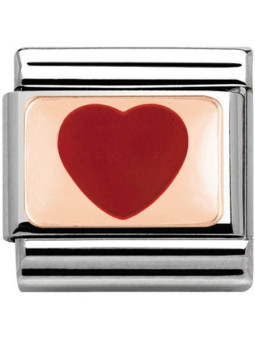 Maillon Nomination classic coeur rouge Or rose