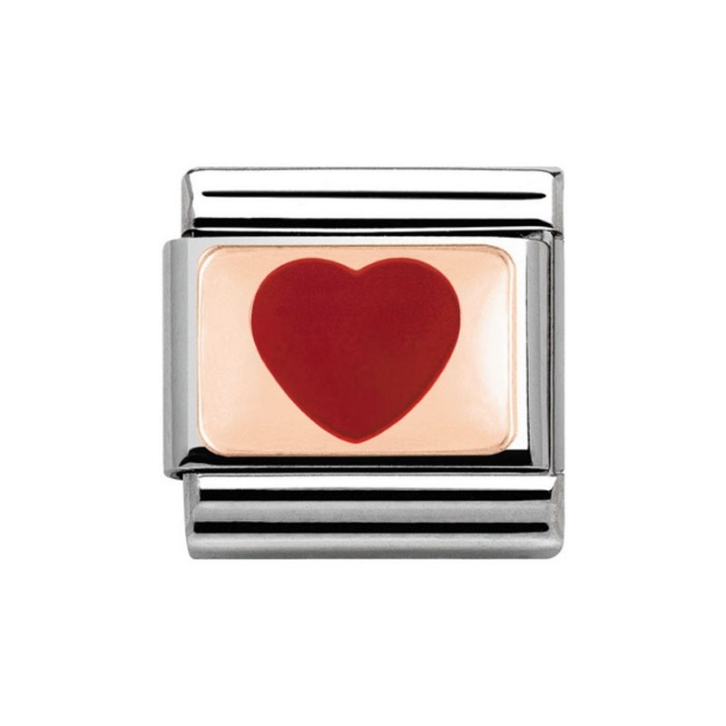 Maillon Nomination classic coeur rouge Or rose