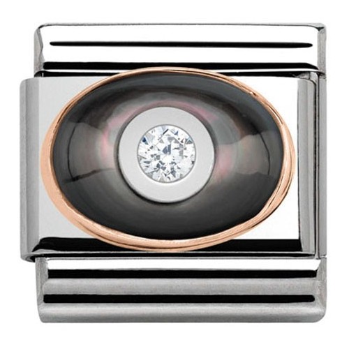 Maillon Nomination classic pierre noire Or rose