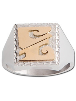 Chevalière Argent monogrammes Or