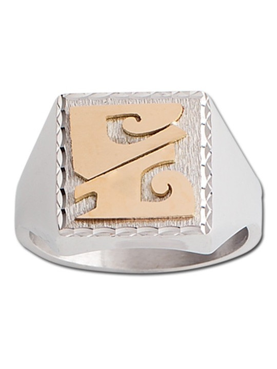 Chevalière Argent monogrammes Or