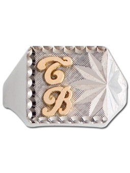 Chevalière Argent monogrammes Or