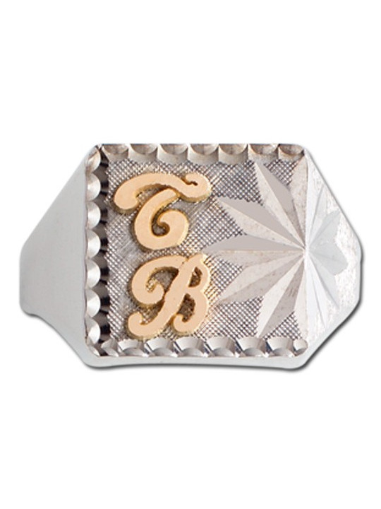 Chevalière Argent monogrammes Or