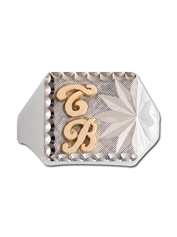 Chevalière Argent monogrammes Or