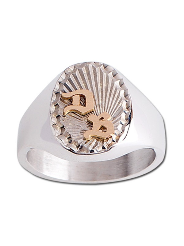 Chevalière Argent monogrammes Or