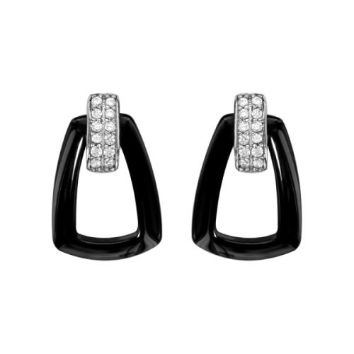 Boucles d'oreilles Argent, céramique et oxyde de zirconium