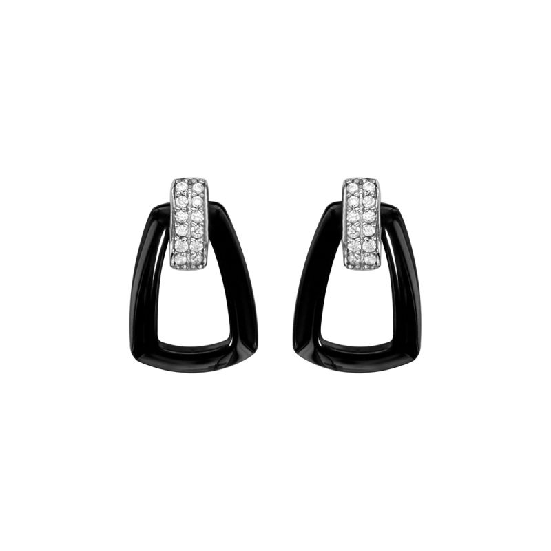 Boucles d'oreilles Argent, céramique et oxyde de zirconium