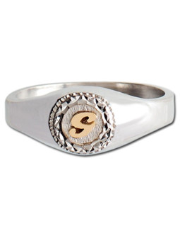 Chevalière argent monogramme or