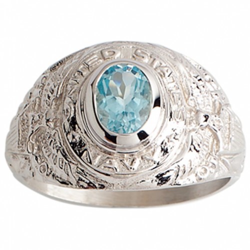 Chevalière américaine Argent et Topaze bleue