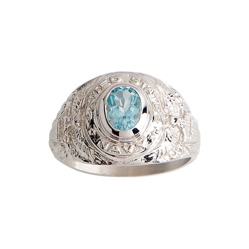 Chevalière américaine argent topaze