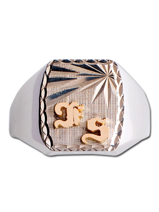 Chevalière Argent monogrammes Or