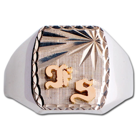 Chevalière Argent monogrammes Or