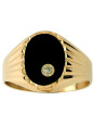 Chevalière Or jaune, Onyx et Diamant