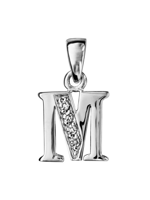 Pendentif initiale Argent et oxydes de zirconium 