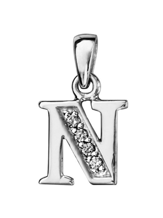 Pendentif initiale Argent et oxydes de zirconium 