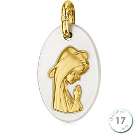 Médaille de baptême Vierge en Or et nacre