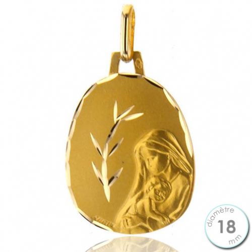 Médaille de baptême Vierge à l'enfant en Or - Augis