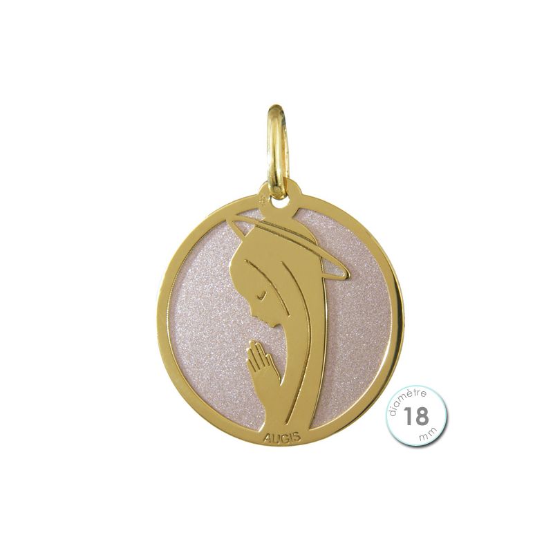 Médaille de baptême Vierge en Or et acier - Augis