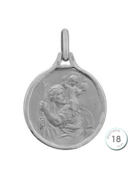 Médaille Saint Christophe en Or blanc - Augis