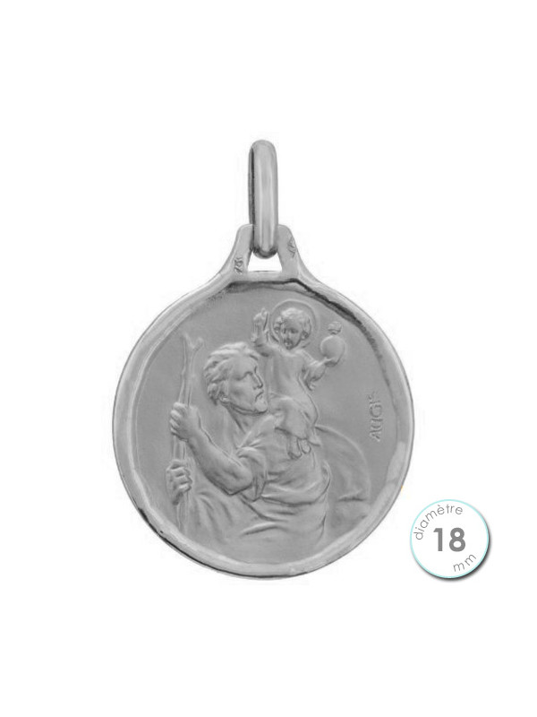 Médaille Saint Christophe en Or blanc - Augis