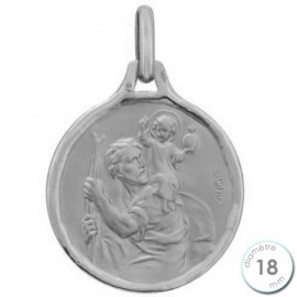 Médaille Saint Christophe en Or blanc - Augis