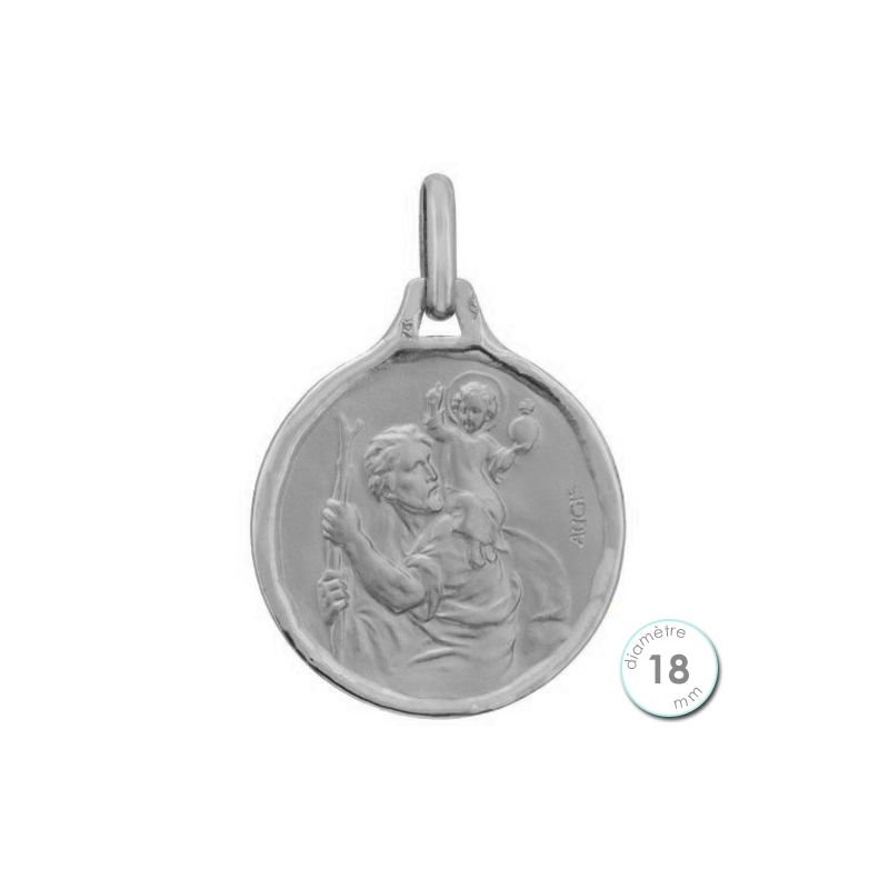 Médaille Saint Christophe en Or blanc - Augis