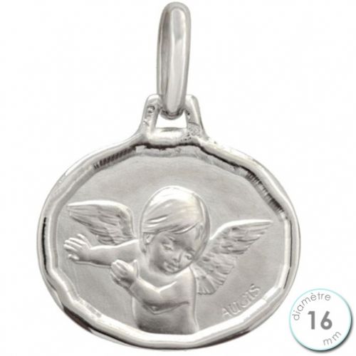 Médaille de baptême Ange en Or blanc - Augis