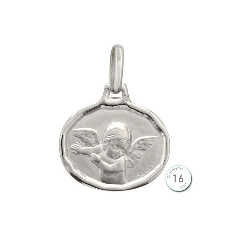Médaille de baptême Ange en Or blanc - Augis