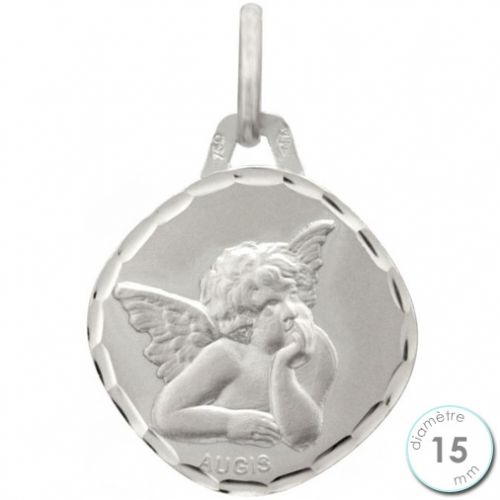 Médaille de baptême Ange en Or blanc - Augis