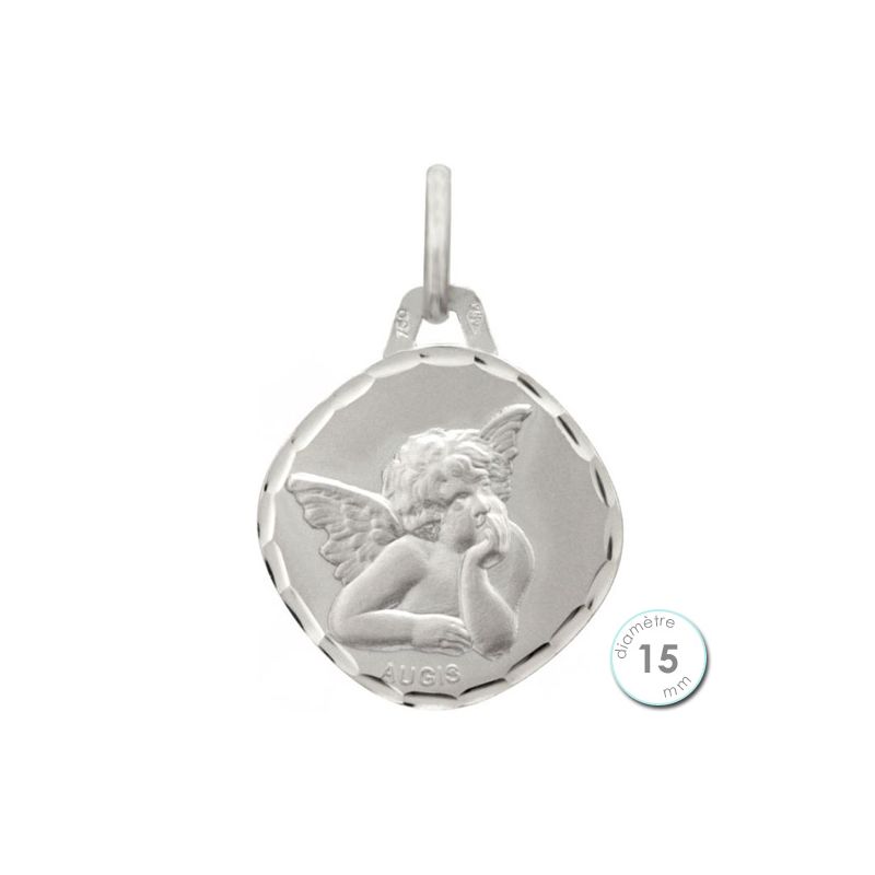 Médaille de baptême Ange en Or blanc - Augis