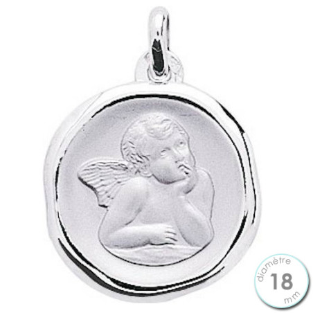 Médaille de baptême Ange en Or blanc