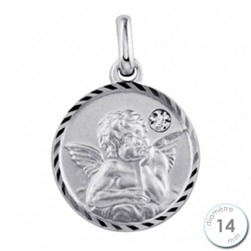 Médaille de baptême Ange en Argent et Diamant