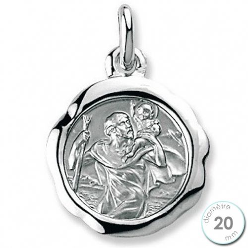 Médaille de baptême St Christophe en Argent