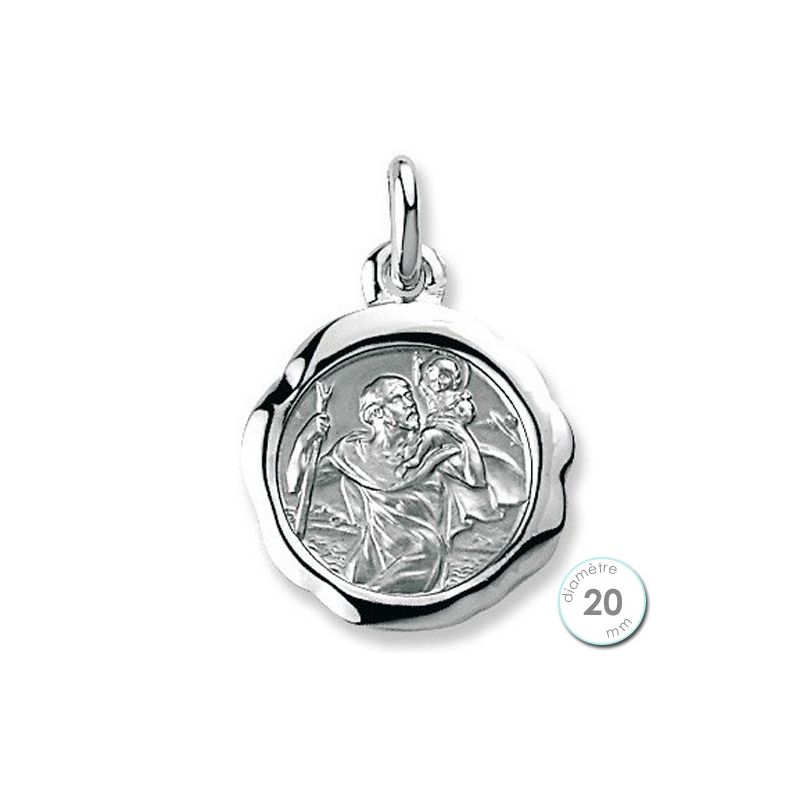 Médaille de baptême St Christophe en Argent