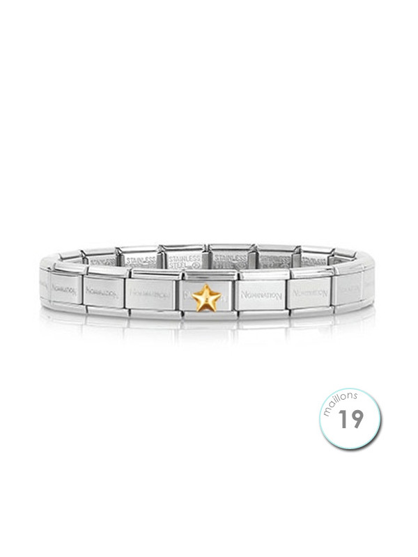 Bracelet Nomination base Acier et étoile bombée Or