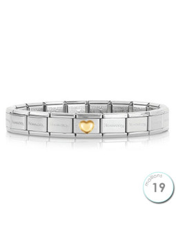 Bracelet Nomination base Acier et coeur bombé Or