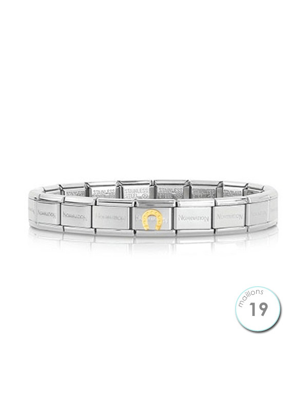 Bracelet Nomination base Acier et fer à cheval Or