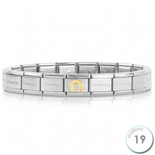 Bracelet Nomination base Acier et fer à cheval Or