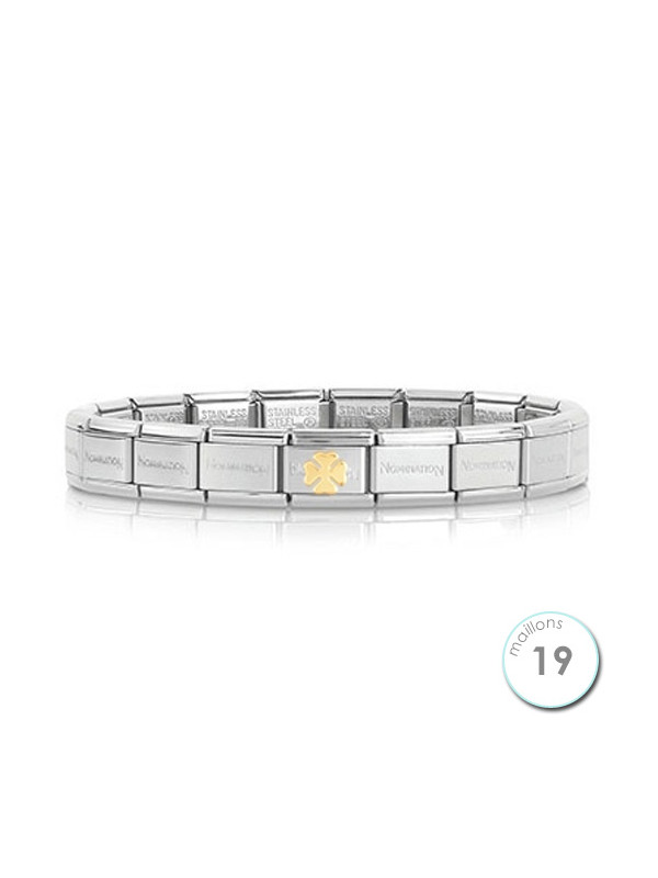 Bracelet Nomination base Acier et trèfle en Or