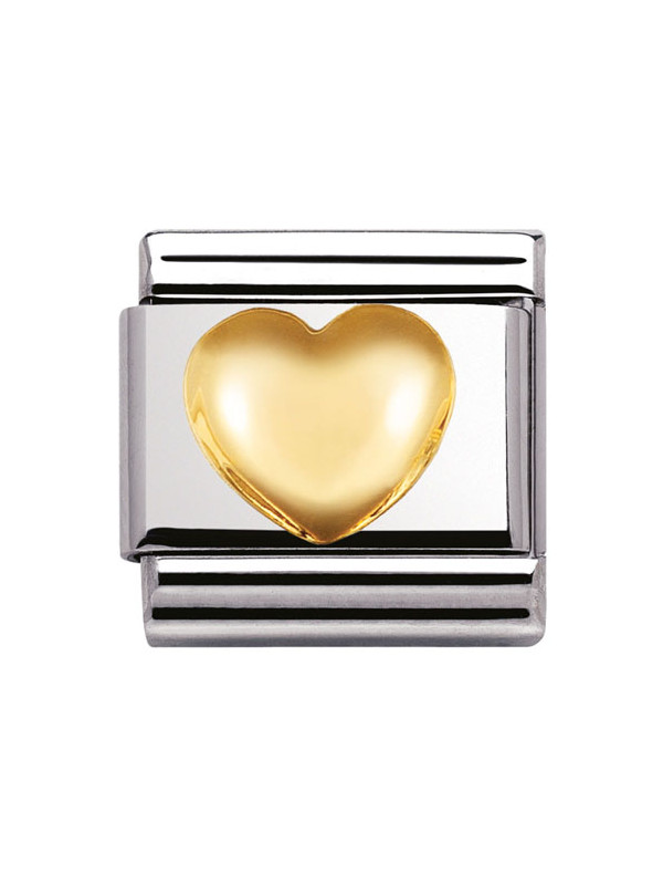 Bracelet Nomination base Acier et coeur bombé Or