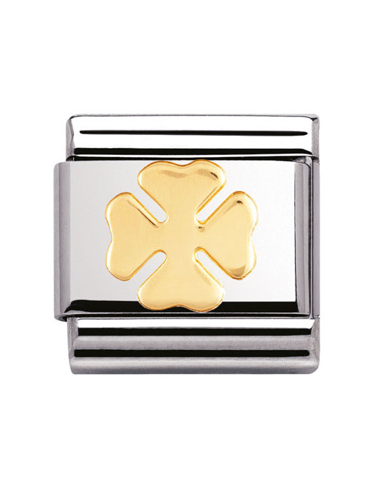 Bracelet Nomination base Acier et trèfle en Or