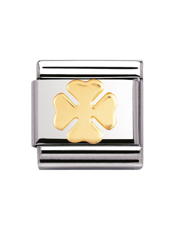 Bracelet Nomination base Acier et trèfle en Or