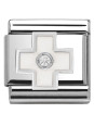 Bracelet Nomination base Acier et croix blanche Argent