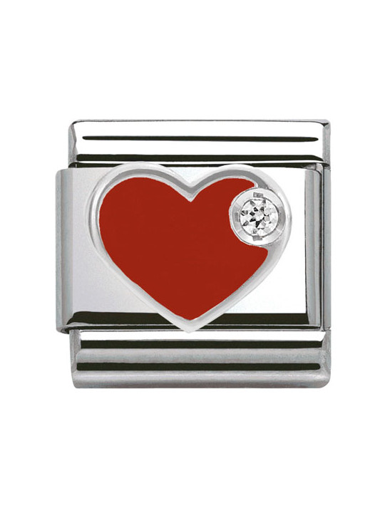 Bracelet Nomination base Acier et coeur rouge Argent