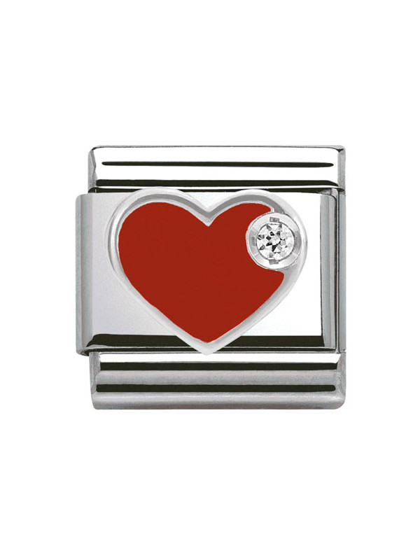 Bracelet Nomination base Acier et coeur rouge Argent