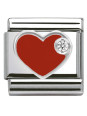 Bracelet Nomination base Acier et coeur rouge Argent
