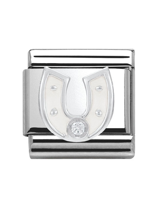 Bracelet Nomination base Acier et fer à cheval blanc Argent