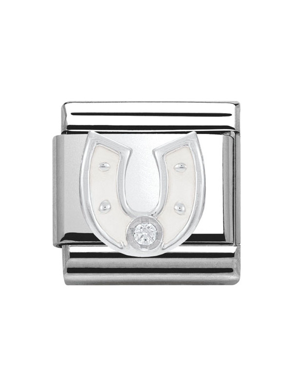 Bracelet Nomination base Acier et fer à cheval blanc Argent